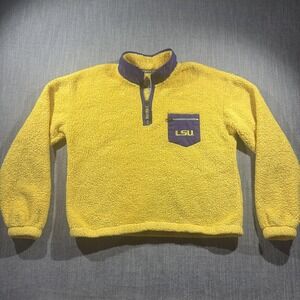 LSU Tigers Fleece Pullover Mens‎ XL Yellow Sherpa Quarter Zip NCAA Football